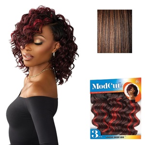 Sensationnel Curls Kinksandco ModCut 3pcs Bundles-Loose Deep 10S,1 JETBLACK | Human Hair Blend, Quick Weave, Hair Extensions, Long Lasting, Effortless Style(S1B/30)