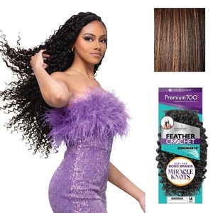 Sensationnel PremiumToo Feather Crochet Braids-Bohemian,14in, 1 JETBLACK | Braiding hair,Human Hair Blend, for Boho braids, for Miracle knots, Pre-Separated Strands, Easy Install, 50 Strands(S1B/30)