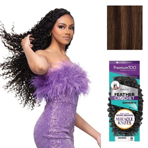 Sensationnel PremiumToo Feather Crochet Braids-Bohemian,14in, 1 JETBLACK | Braiding hair,Human Hair Blend, for Boho braids, for Miracle knots, Pre-Separated Strands, Easy Install, 50 Strands(S4/30)