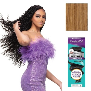 Sensationnel PremiumToo Feather Crochet Braids-Ocean Wave,14in, 1 JETBLACK | Braiding hair,Human Hair Blend, for Boho braids, for Miracle knots, Pre-Separated Strands, Easy Install, 50 Strands(27 HONEYBLONDE)