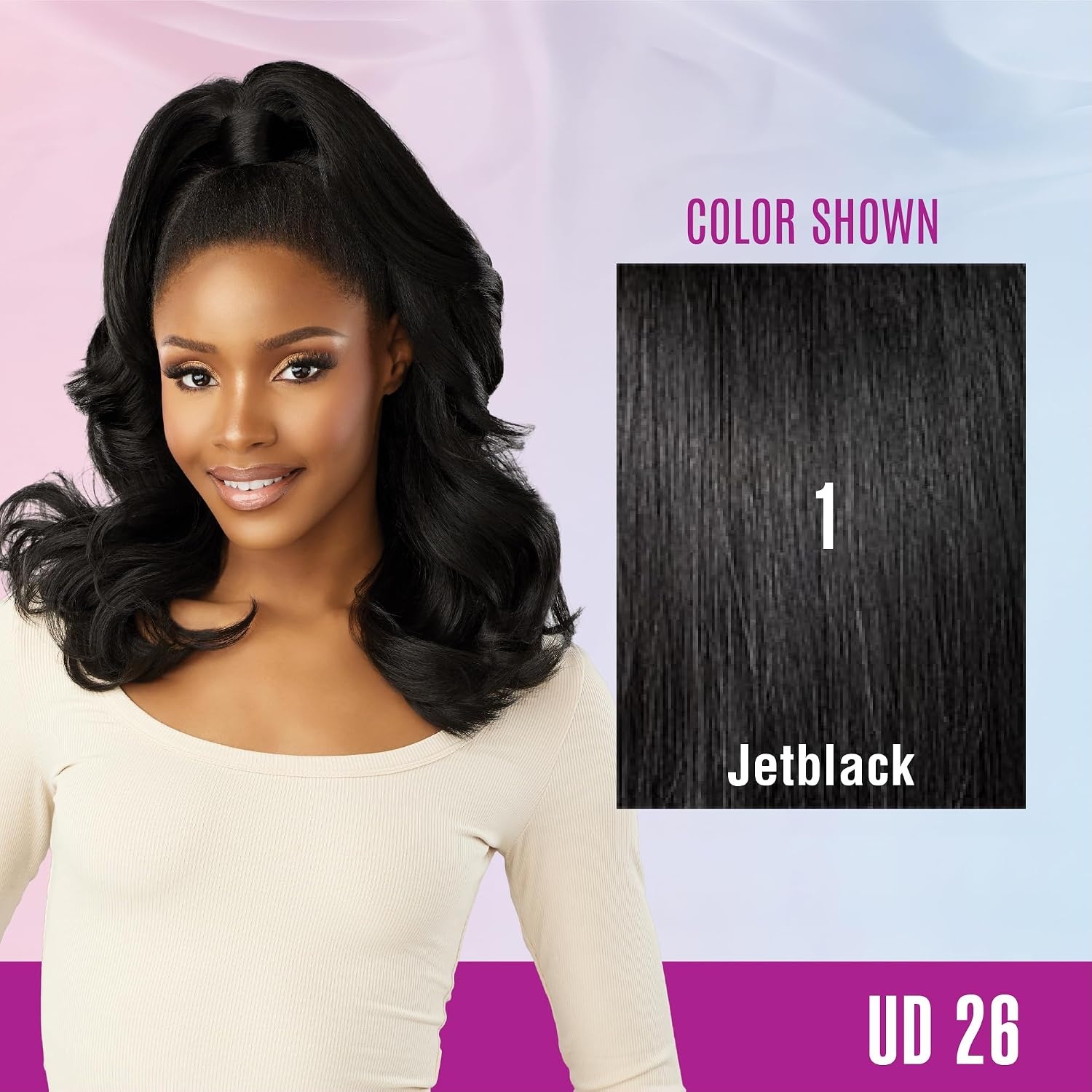 image:imageSensationnel Instant Updown Halfwig PonyIud 26 1 JETBLACK 4 Style In 1 Pony Wrap Updo Halfup Halfdown1 JETBLACK