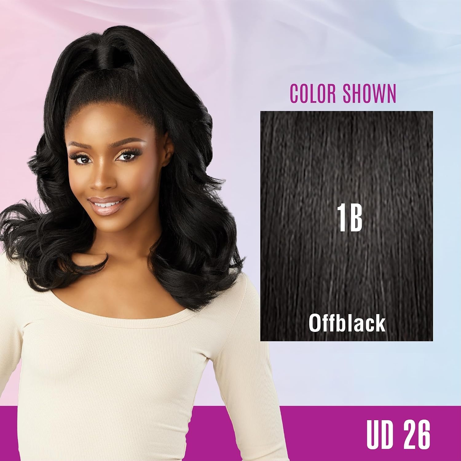image:imageSensationnel Instant Updown Halfwig PonyIud 26 1 JETBLACK 4 Style In 1 Pony Wrap Updo Halfup Halfdown1B OFFBLACK
