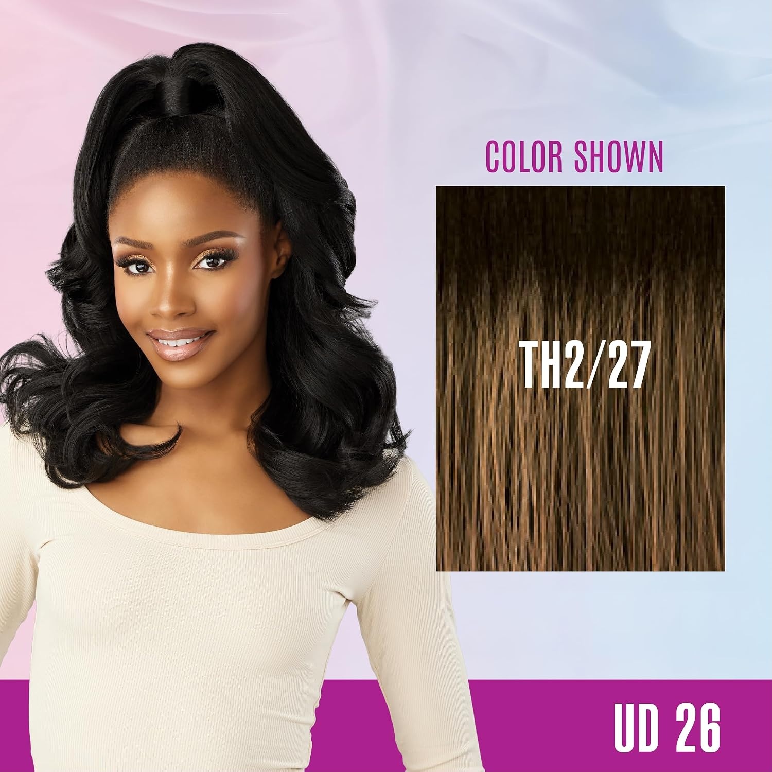 image:imageSensationnel Instant Updown Halfwig PonyIud 26 1 JETBLACK 4 Style In 1 Pony Wrap Updo Halfup HalfdownTH227