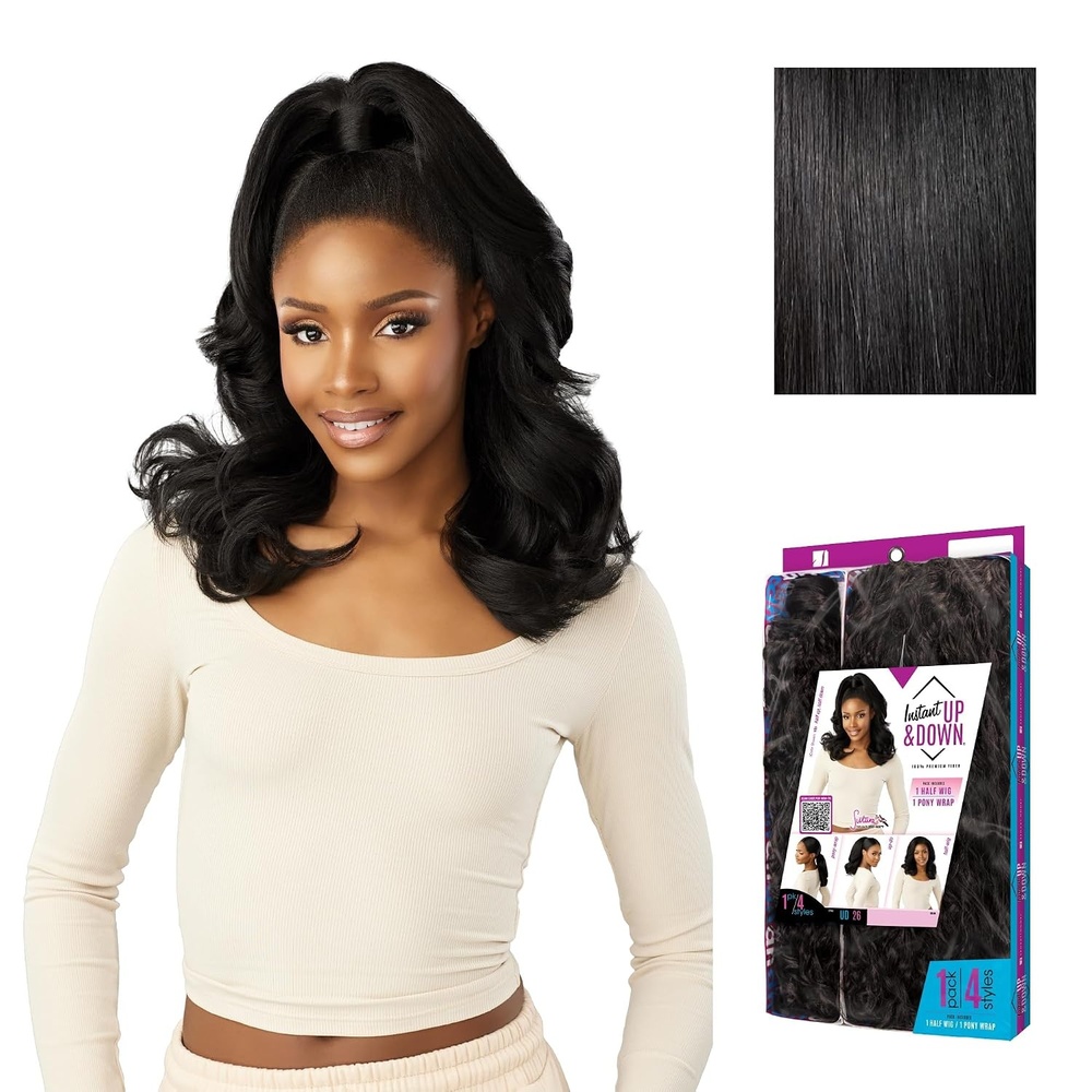 image:imageSensationnel Instant Updown Halfwig PonyIud 26 1 JETBLACK 4 Style In 1 Pony Wrap Updo Halfup Halfdown1 JETBLACK