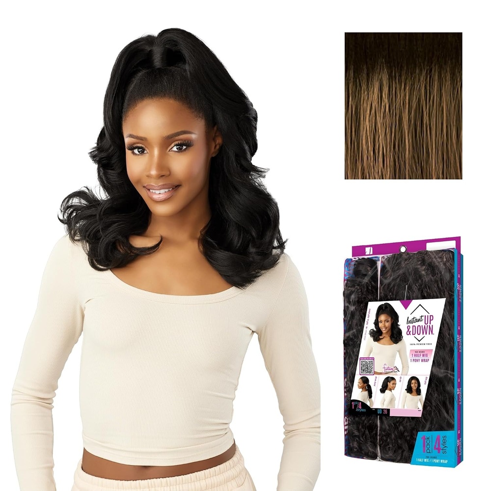 image:imageSensationnel Instant Updown Halfwig PonyIud 26 1 JETBLACK 4 Style In 1 Pony Wrap Updo Halfup HalfdownTH227