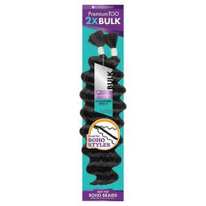 Sensationnel PremiumToo Bulk Weaving-2X Ocean Wave,2pk 22in, BG BURGUNDY | Human Hair Blend, 2X More Hair, Lightweight, Feed-In, Knotless, Goddess for Boho Braids
