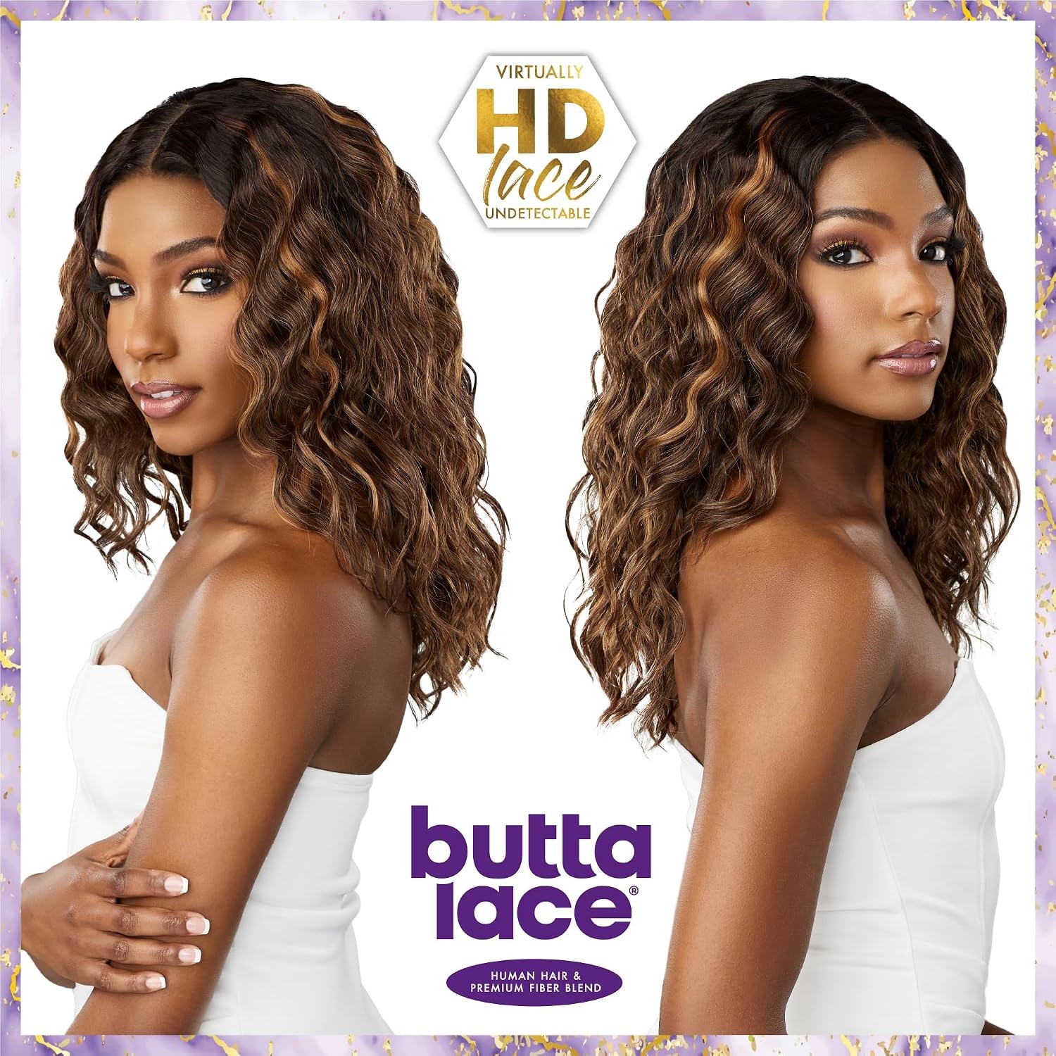 image:imageSensationnel Butta Lace Hhm WigLoose Curly 18 Inch BALAYAGEPLATINUM Glueless Lace Front Human Hair Blend PrePlucked Hairline Extra Wide 5 Inch PartingBALAYAGEPLATINUM