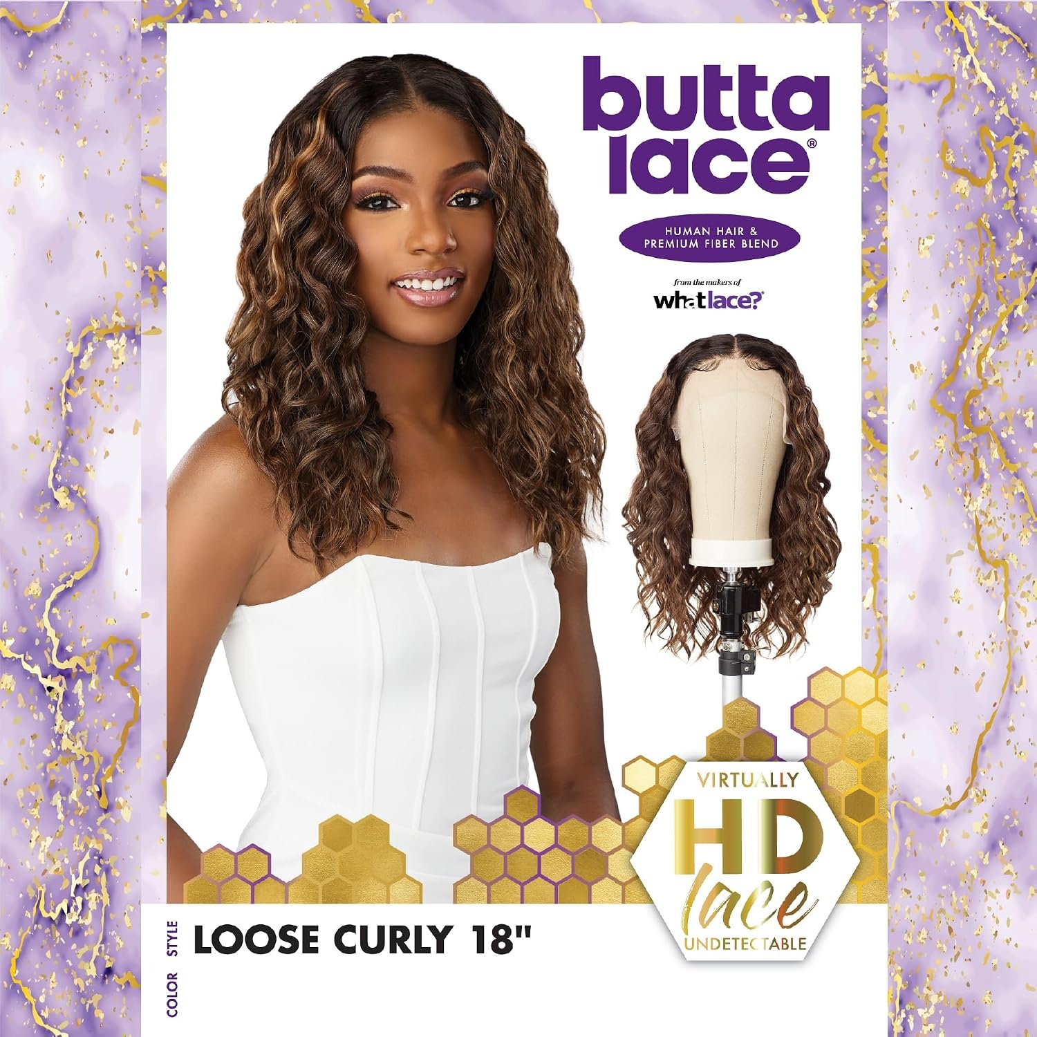 image:imageSensationnel Butta Lace Hhm WigLoose Curly 18 Inch BALAYAGEPLATINUM Glueless Lace Front Human Hair Blend PrePlucked Hairline Extra Wide 5 Inch PartingBALAYAGEPLATINUM