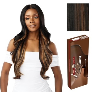 Sensationnel Barelace 13×8 LaceWig-Unit 4, 1 JETBLACK | Lace Front, Synthetic, Glueless, 180 Degree, Pre-Plucked Hairline(FAUXHIGHLIGHTGOLD)