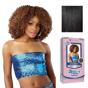 Sensationnel Glamora Lace Crown Wig-Retro Diva Unit 4, 1 JETBLACK | Hand-Tied Crownarea, Curved Ear Contour, Synthetic Hair(1 JETBLACK)