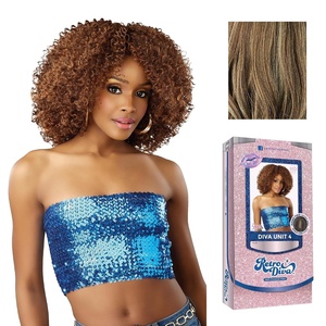 Sensationnel Glamora Lace Crown Wig-Retro Diva Unit 4, 1 JETBLACK | Hand-Tied Crownarea, Curved Ear Contour, Synthetic Hair(FROSTEDVANILLA)
