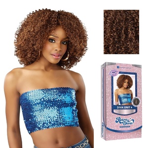 Sensationnel Glamora Lace Crown Wig-Retro Diva Unit 4, 1 JETBLACK | Hand-Tied Crownarea, Curved Ear Contour, Synthetic Hair(SPICESTRIPE)