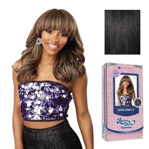 Sensationnel Glamora Lace Crown Wig-Retro Diva Unit 5, 1 JETBLACK | Hand-Tied Crownarea, Curved Ear Contour, Synthetic Hair(1 JETBLACK)