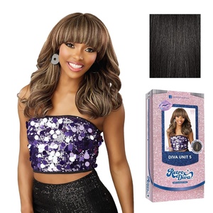Sensationnel Glamora Lace Crown Wig-Retro Diva Unit 5, 1 JETBLACK | Hand-Tied Crownarea, Curved Ear Contour, Synthetic Hair(1B OFFBLACK)