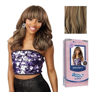 Sensationnel Glamora Lace Crown Wig-Retro Diva Unit 5, 1 JETBLACK | Hand-Tied Crownarea, Curved Ear Contour, Synthetic Hair(FROSTEDVANILLA)