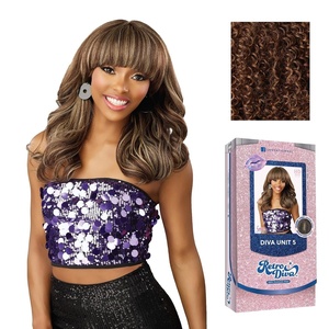 Sensationnel Glamora Lace Crown Wig-Retro Diva Unit 5, 1 JETBLACK | Hand-Tied Crownarea, Curved Ear Contour, Synthetic Hair(SPICESTRIPE)
