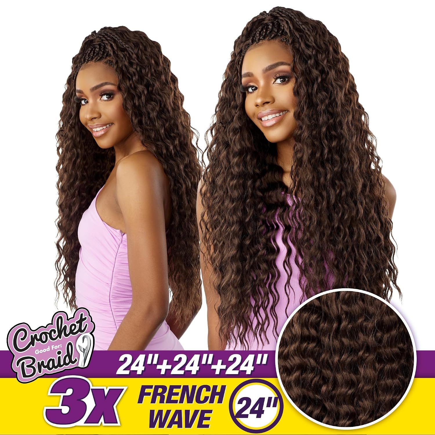 image:imageSensationnel Lulutress Crochet Braids3X French Wave 24inBG BURGANDY Braiding hairKanekalon Fully Folded DIY Locs Synthetic Twists Easy InstallT1BBG