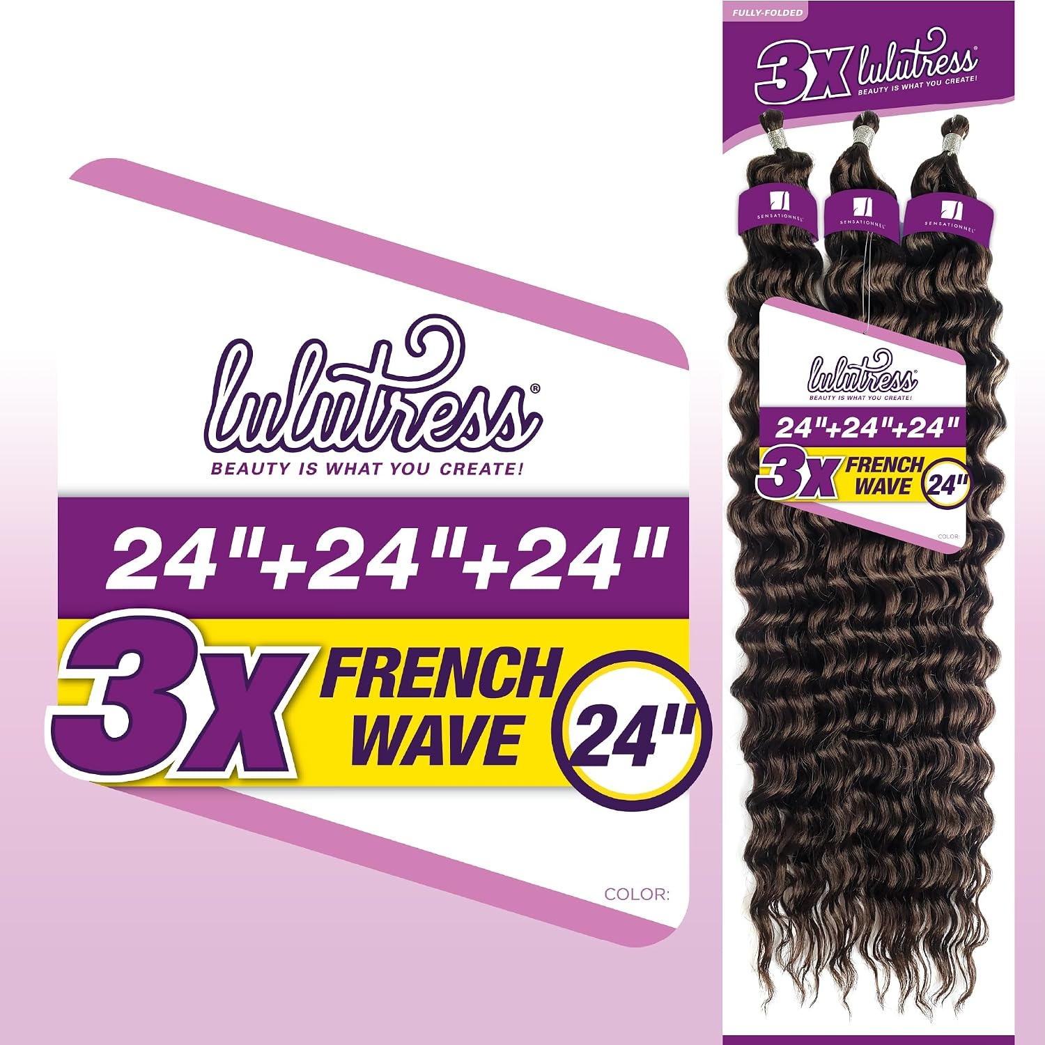 image:imageSensationnel Lulutress Crochet Braids3X French Wave 24inBG BURGANDY Braiding hairKanekalon Fully Folded DIY Locs Synthetic Twists Easy InstallT1BBG