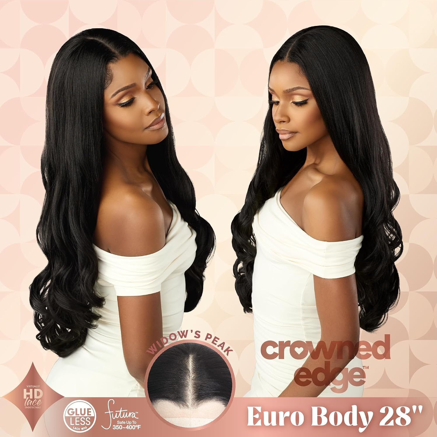 image:imageSensationnel Crowned Edge Widows Peak Wig Euro Body 28 Inch 1 JETBLACK1 JETBLACK
