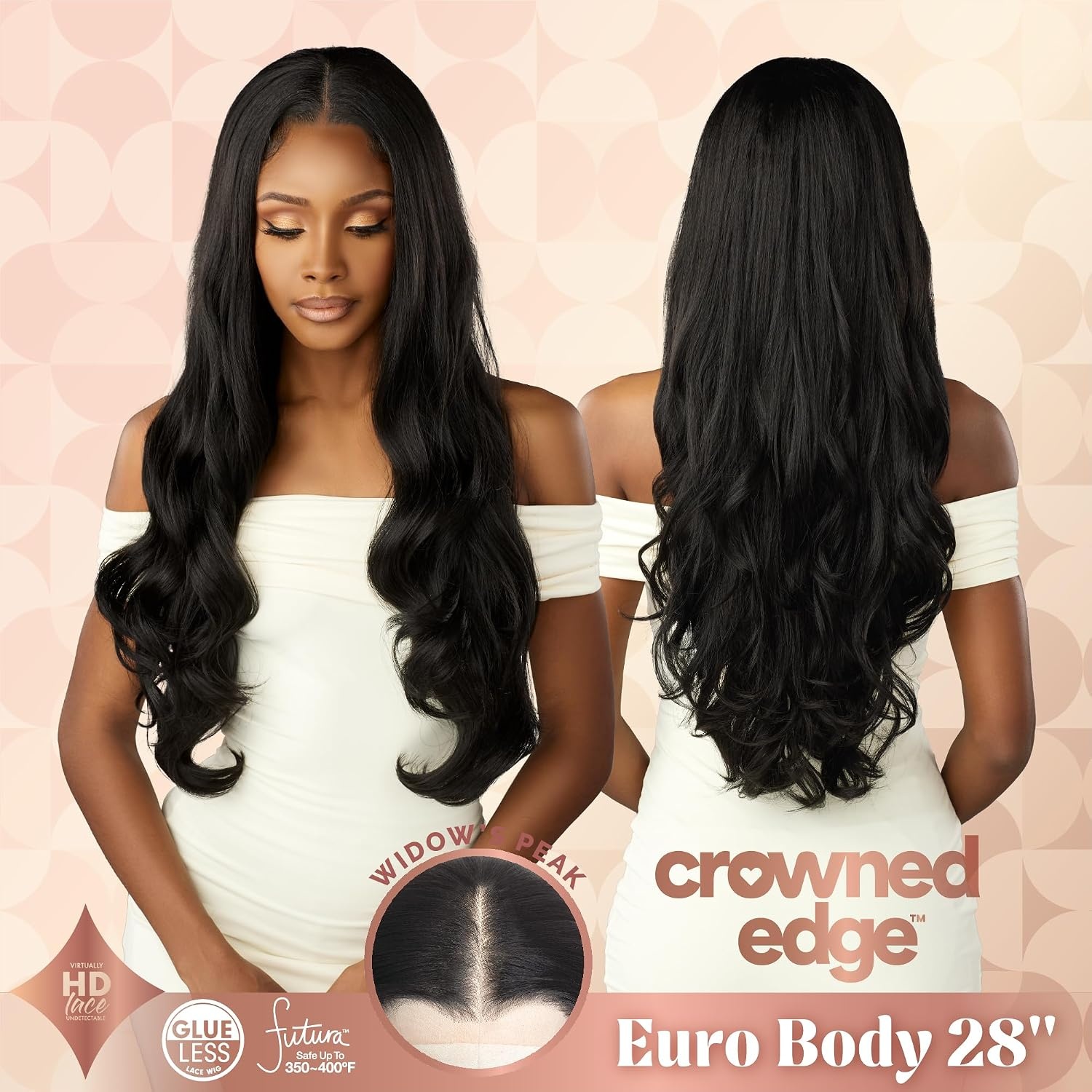 image:imageSensationnel Crowned Edge Widows Peak Wig Euro Body 28 Inch 1 JETBLACK1B OFFBLACK