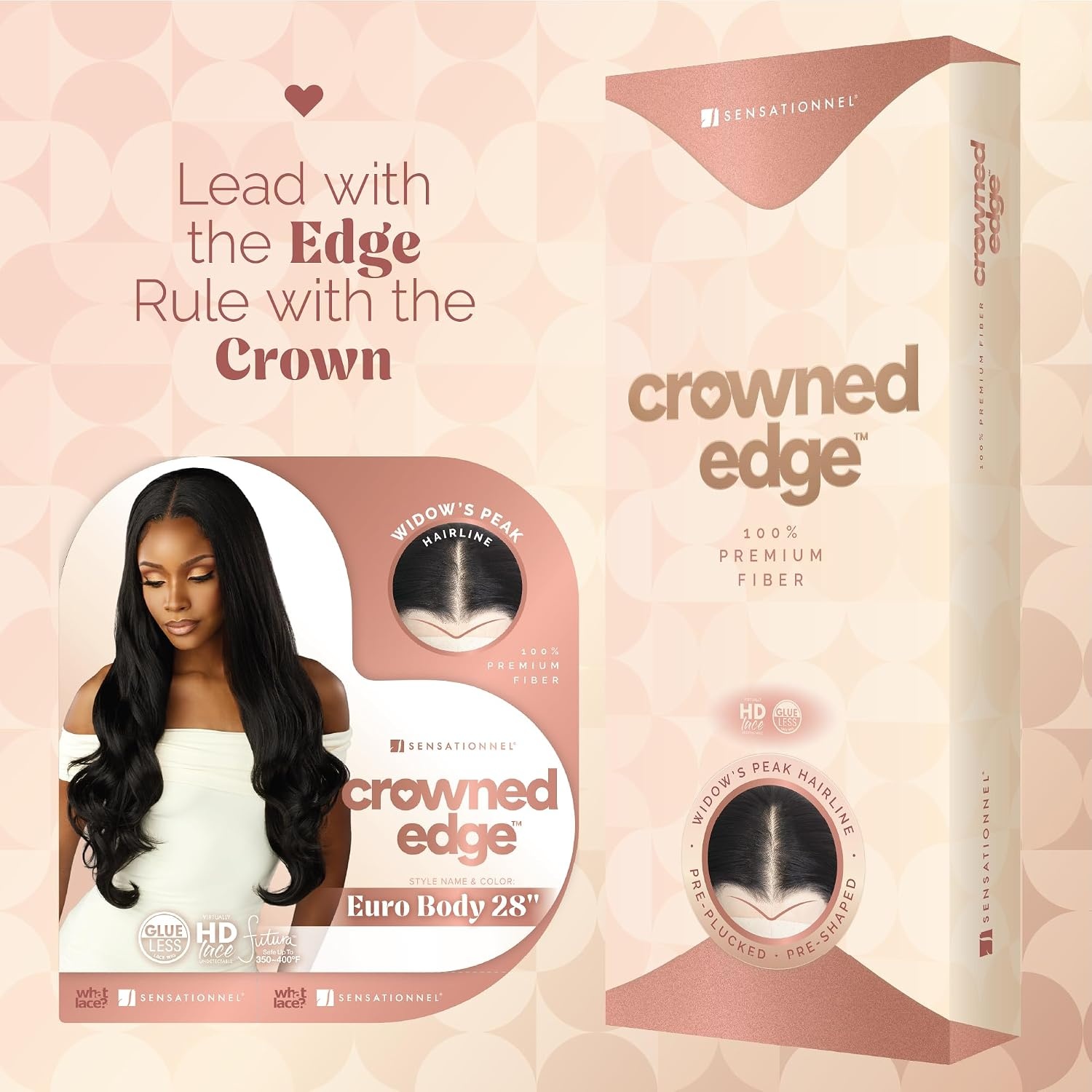 image:imageSensationnel Crowned Edge Widows Peak Wig Euro Body 28 Inch 1 JETBLACKBEIGEBLONDE