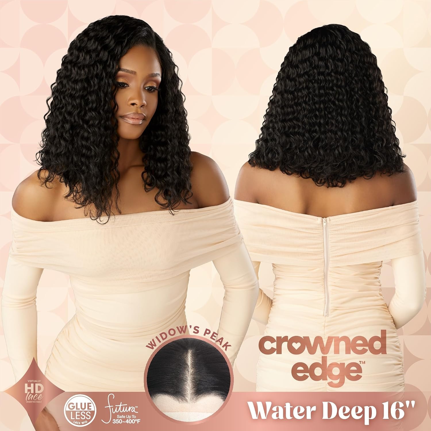 image:imageSensationnel Crowned Edge Widows Peak Wig Water Deep 16 Inch 1 JETBLACKBEIGEBLONDE