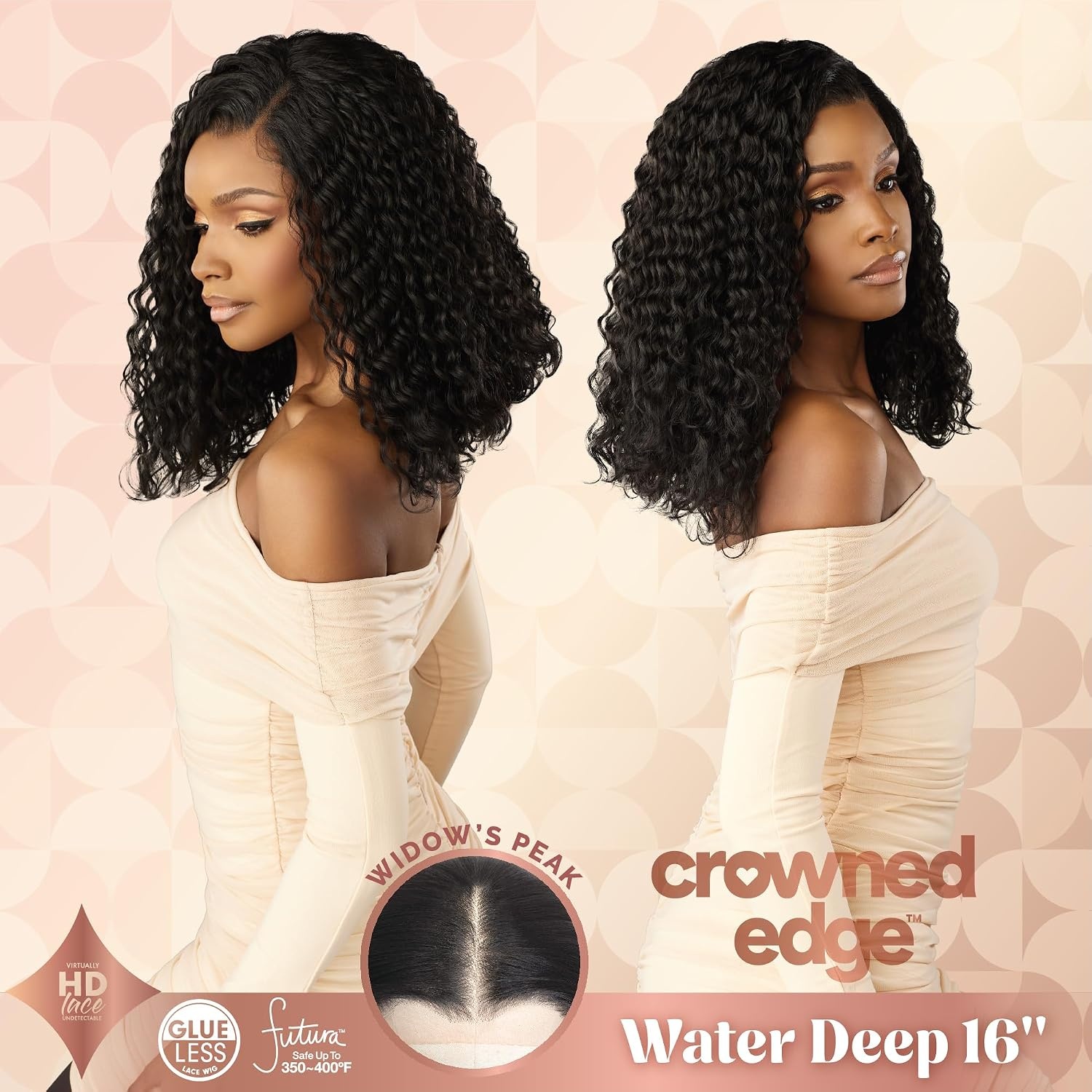 image:imageSensationnel Crowned Edge Widows Peak Wig Water Deep 16 Inch 1 JETBLACKCHOCOLATECOPPER