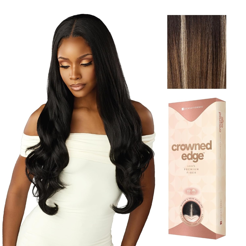 image:imageSensationnel Crowned Edge Widows Peak Wig Euro Body 28 Inch 1 JETBLACKBALAYAGEMOCHA