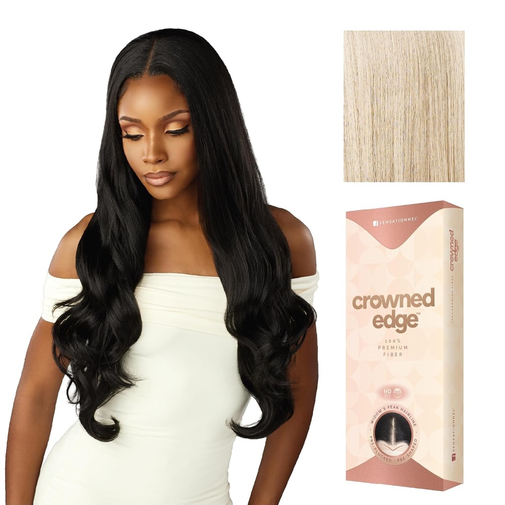 image:imageSensationnel Crowned Edge Widows Peak Wig Euro Body 28 Inch 1 JETBLACKVANILLABLONDE