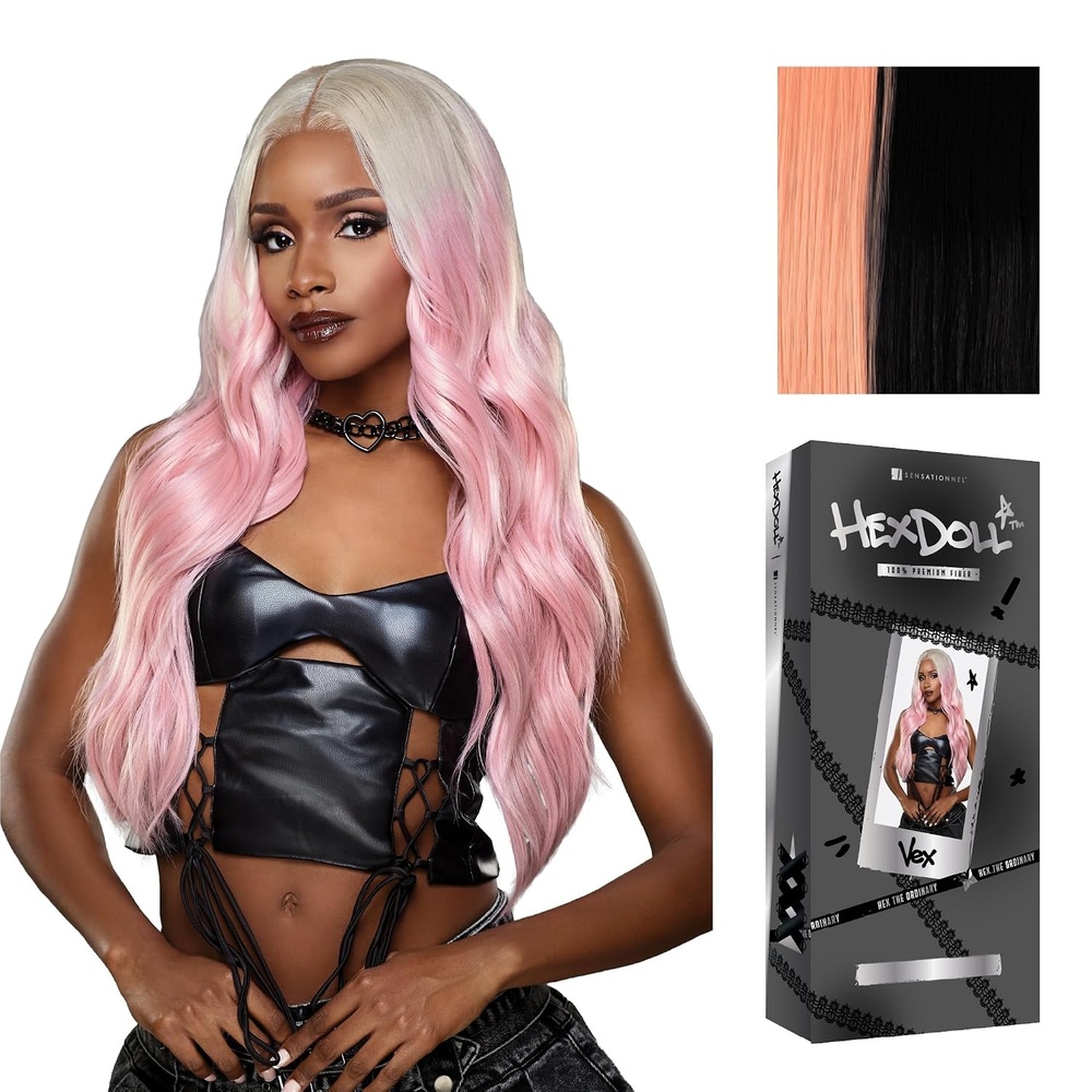 image:imageSensationnel HexDoll 13X4 Lace Wig Vex 1 JETBLACKPINKPEPPERMINT