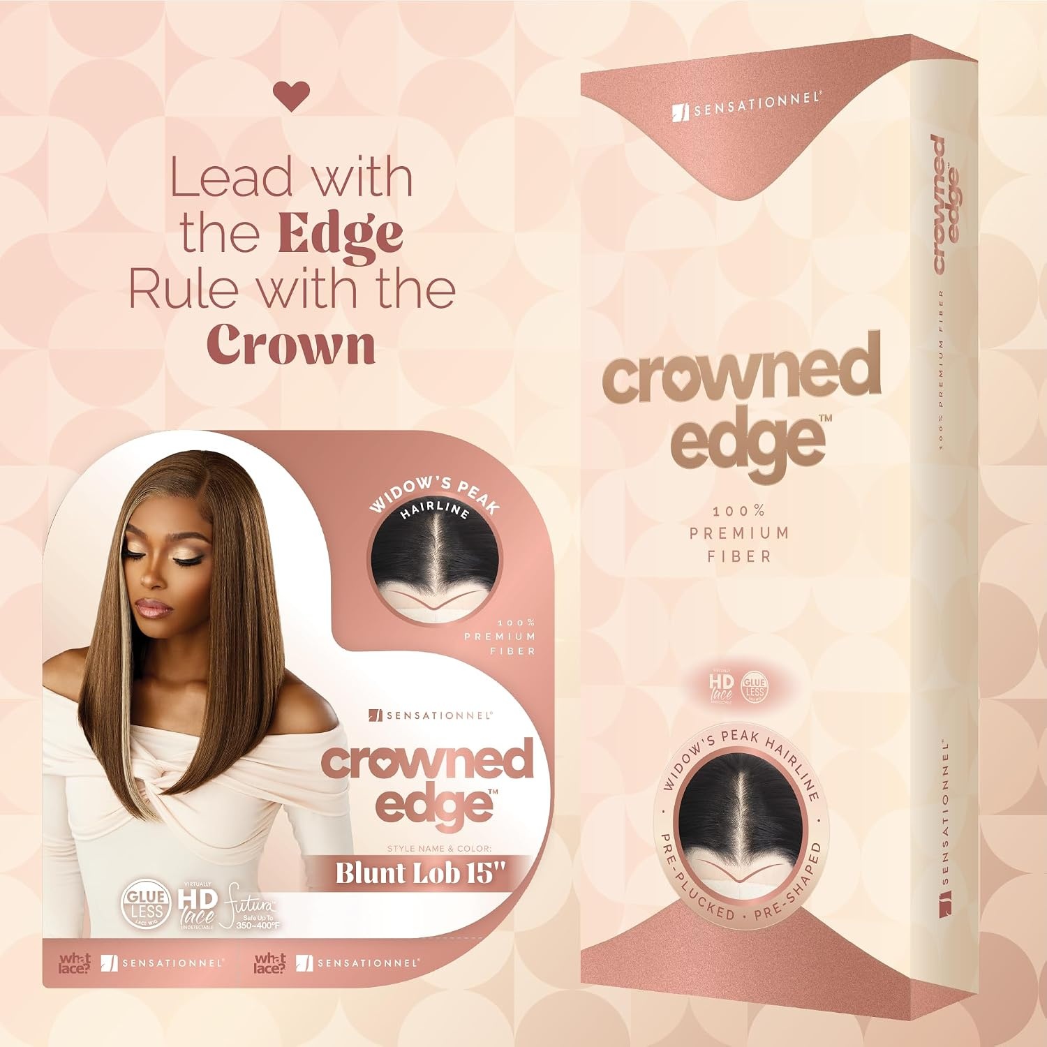 image:imageSensationnel Crowned Edge Widows Peak WigBlunt Lob 15in 1 JETBLACKVANILLABLONDE