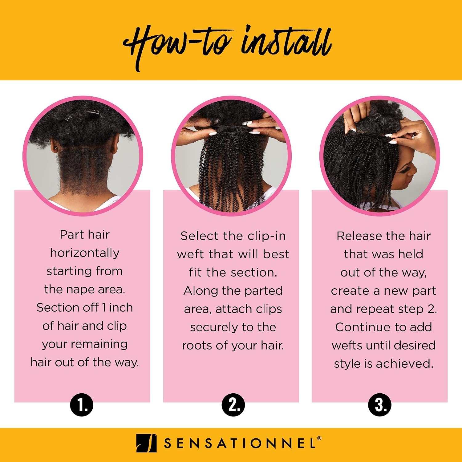 image:imageSensationnel Curls Kinks amp Co Synthetic Hair Clip ins ALPHA WOMAN 18 Color1 Jet BlackT2BG