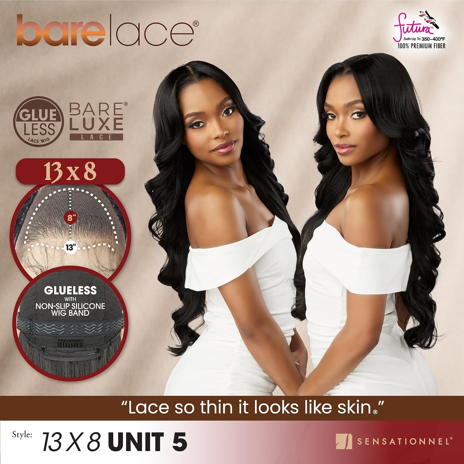 image:imageSensationnel Barelace 13x8 Lace Wig Unit 5 1 JETBLACK1 JETBLACK