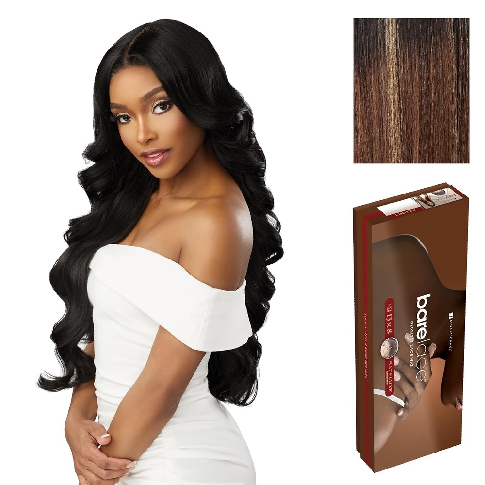 image:imageSensationnel Barelace 13x8 Lace Wig Unit 5 1 JETBLACKBALAYAGECARAMEL