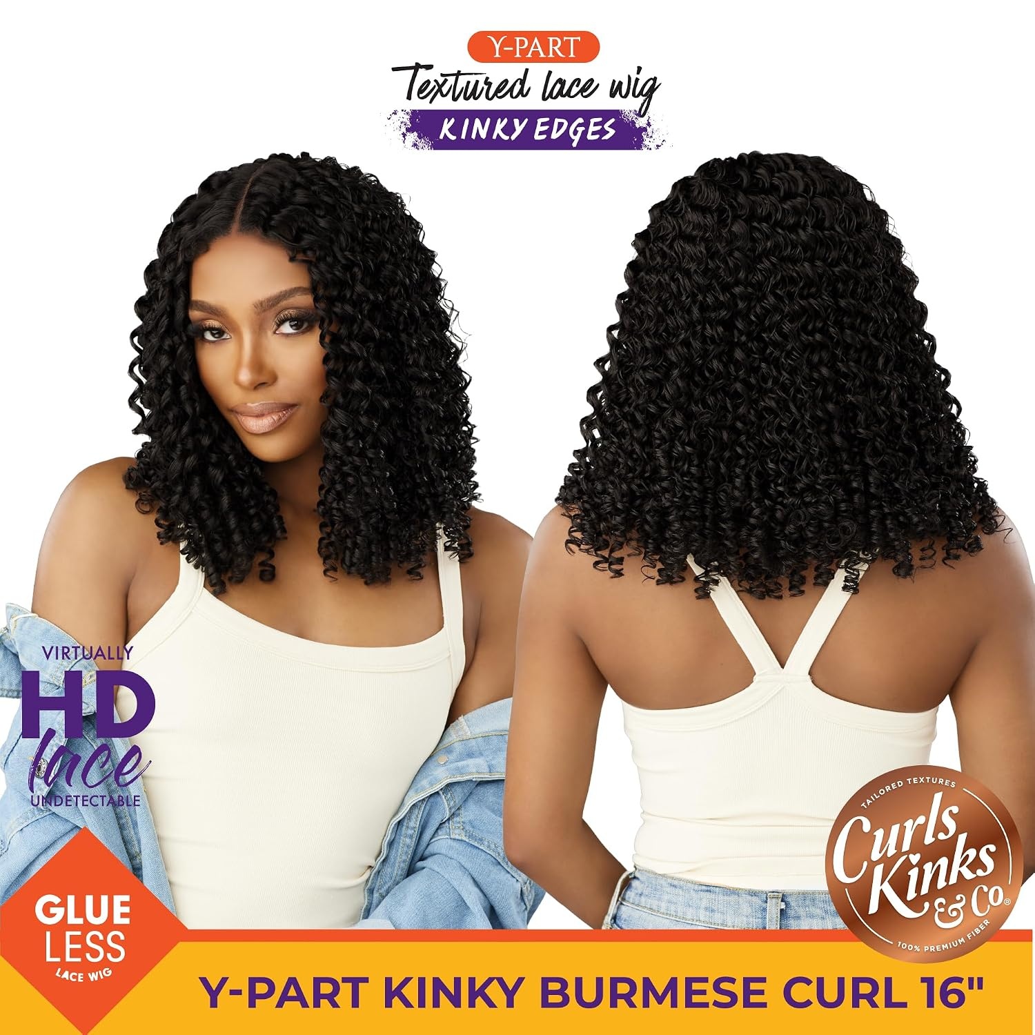 image:imageSensationnel CKCO Kinkyedges WigKinky Burmese Curl 16 Inch 1 JETBLACK1 JETBLACK