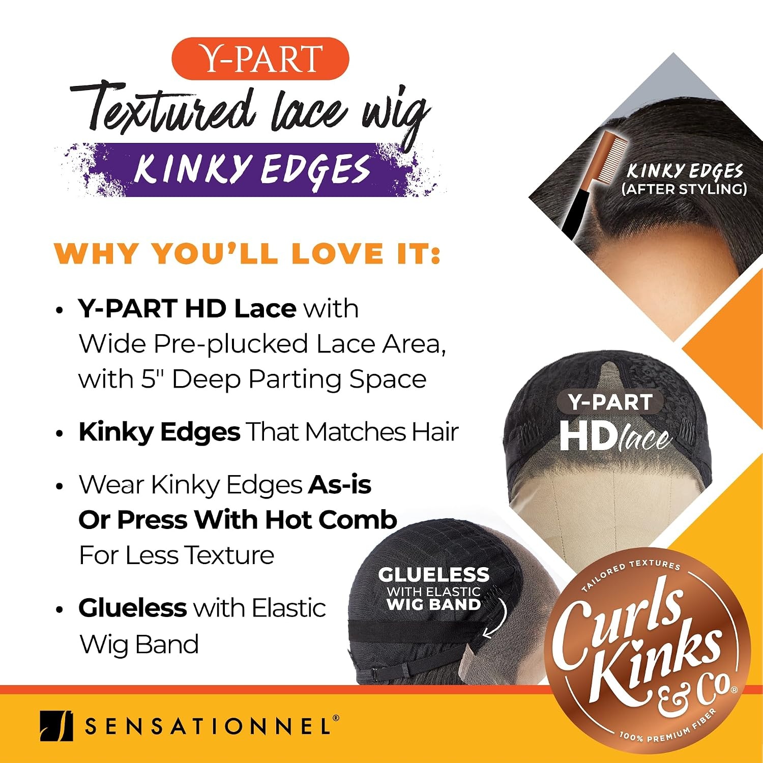 image:imageSensationnel CKCO Kinkyedges WigKinky Burmese Curl 16 Inch 1 JETBLACK2 DARKBROWN