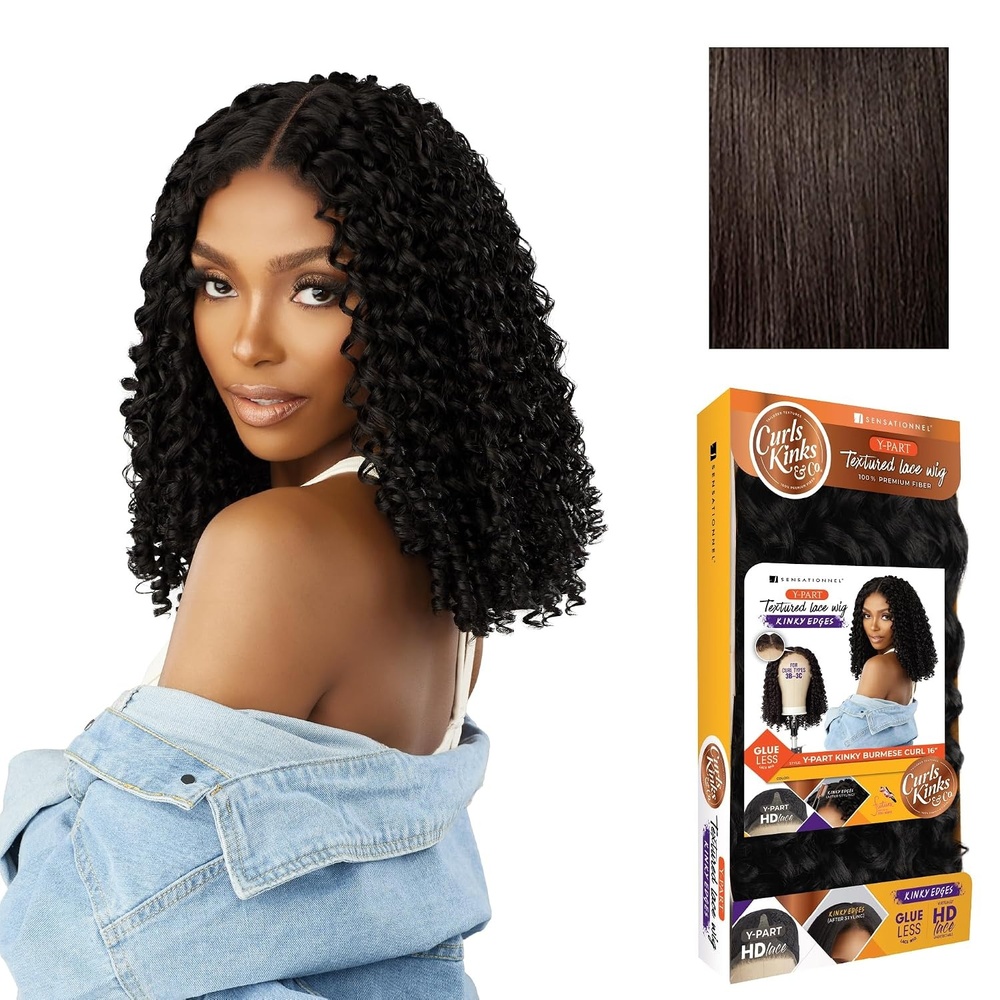 image:imageSensationnel CKCO Kinkyedges WigKinky Burmese Curl 16 Inch 1 JETBLACK2 DARKBROWN