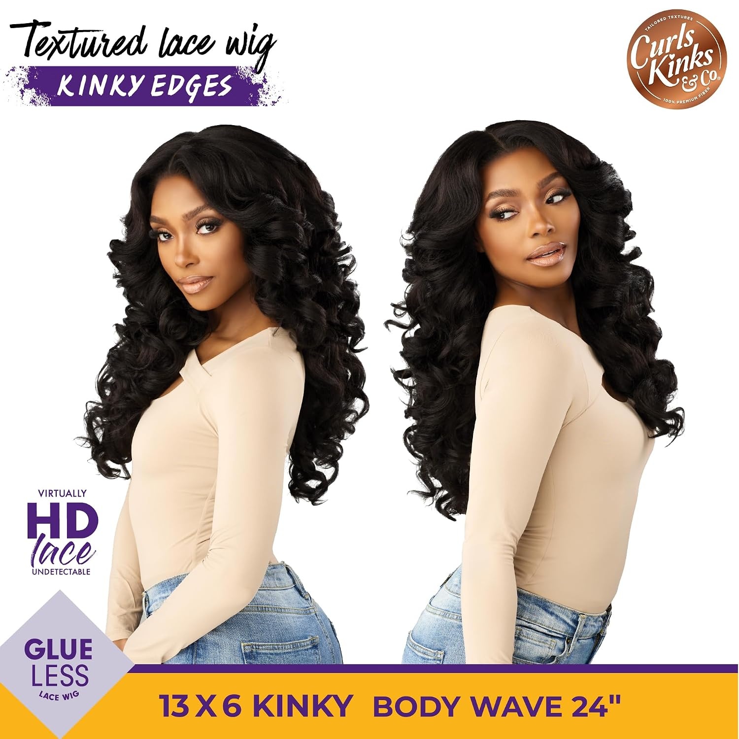 image:imageSensationnel CKCO Kinkyedges WigKinky Body Wave 24 Inch 1 JETBLACK2 DARKBROWN