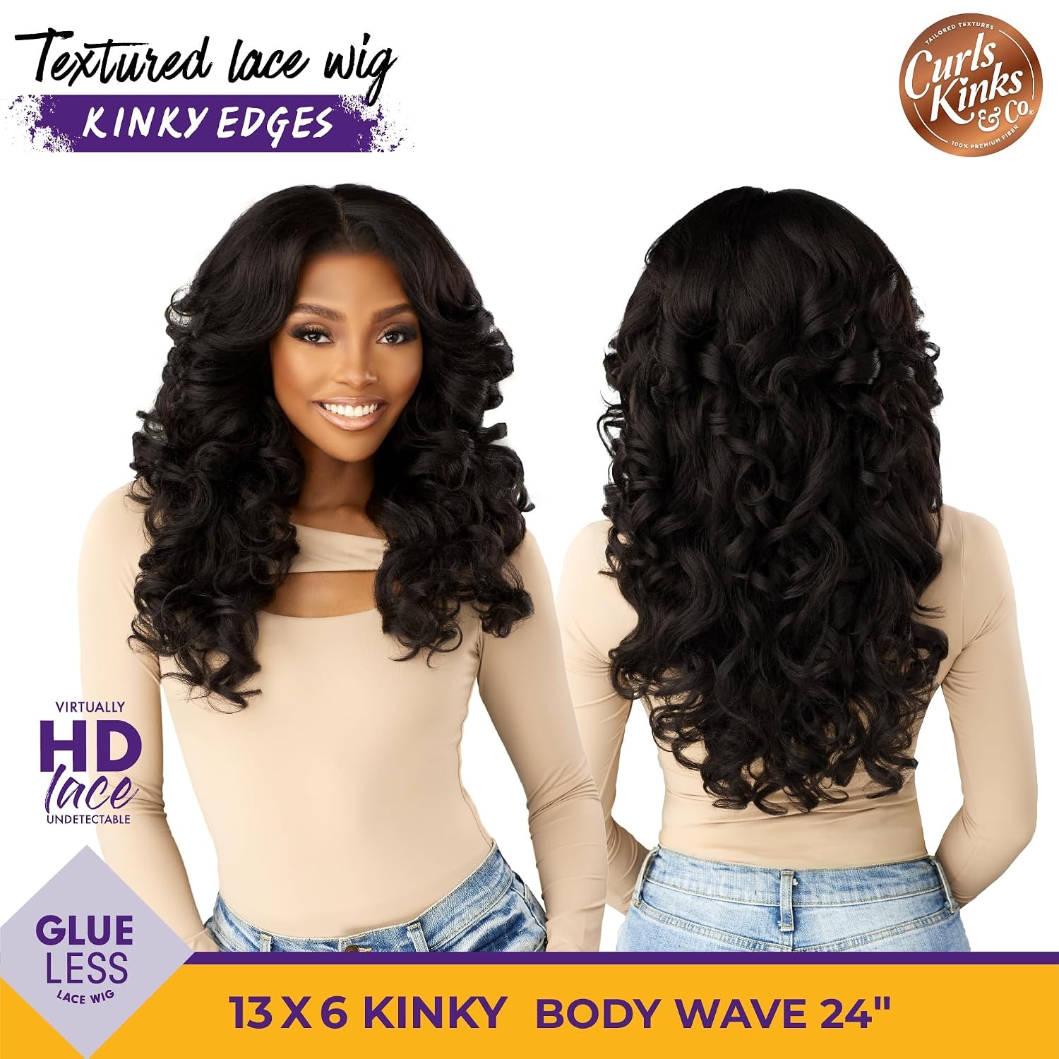 image:imageSensationnel CKCO Kinkyedges WigKinky Body Wave 24 Inch 1 JETBLACKBALAYAGECARAMEL