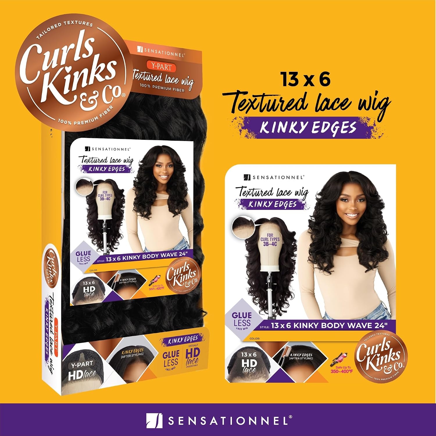 image:imageSensationnel CKCO Kinkyedges WigKinky Body Wave 24 Inch 1 JETBLACKBALAYAGEMOCHA