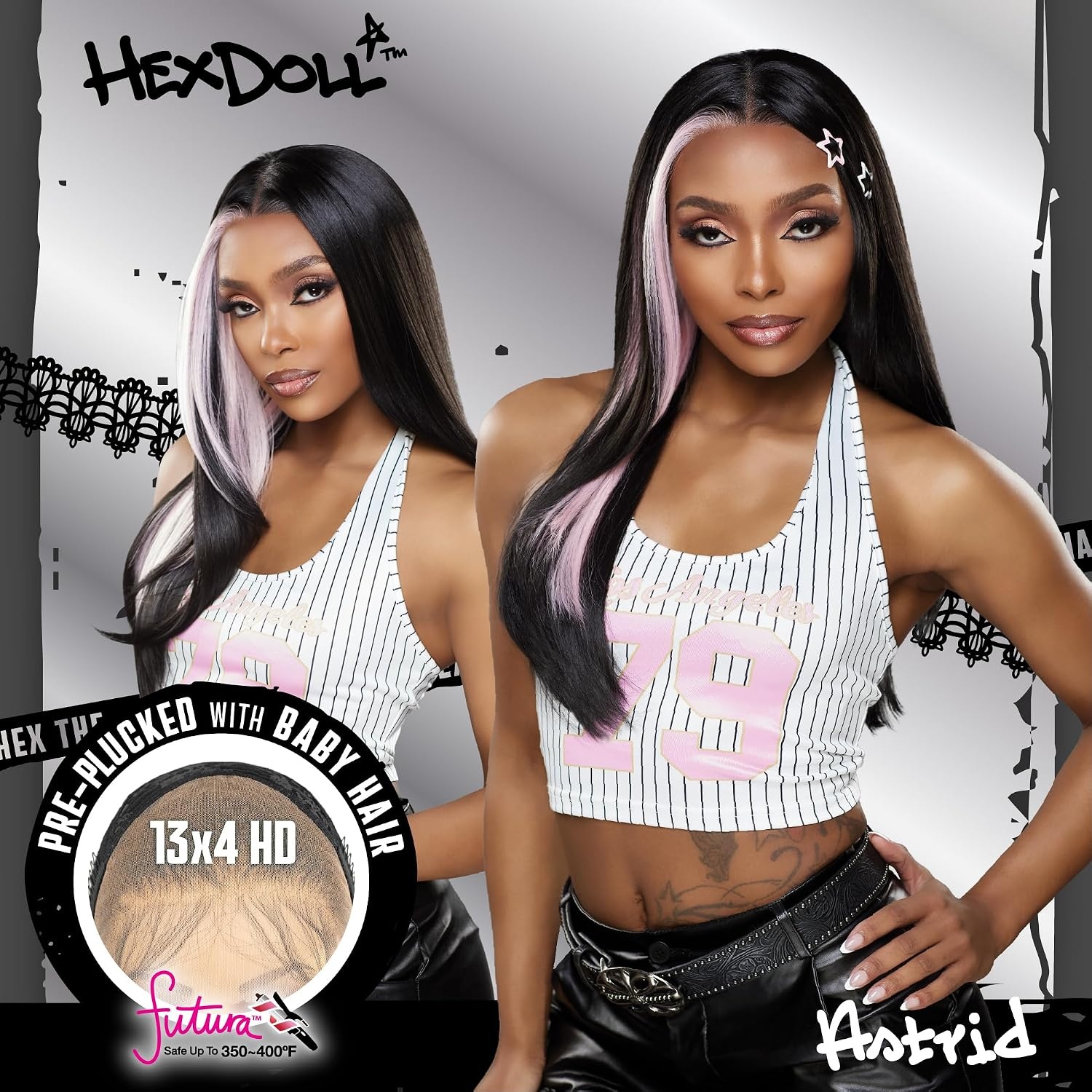 image:imageSensationnel HexDoll 13X4 Lace Wig Astrid 1 JETBLACK1B OFFBLACK