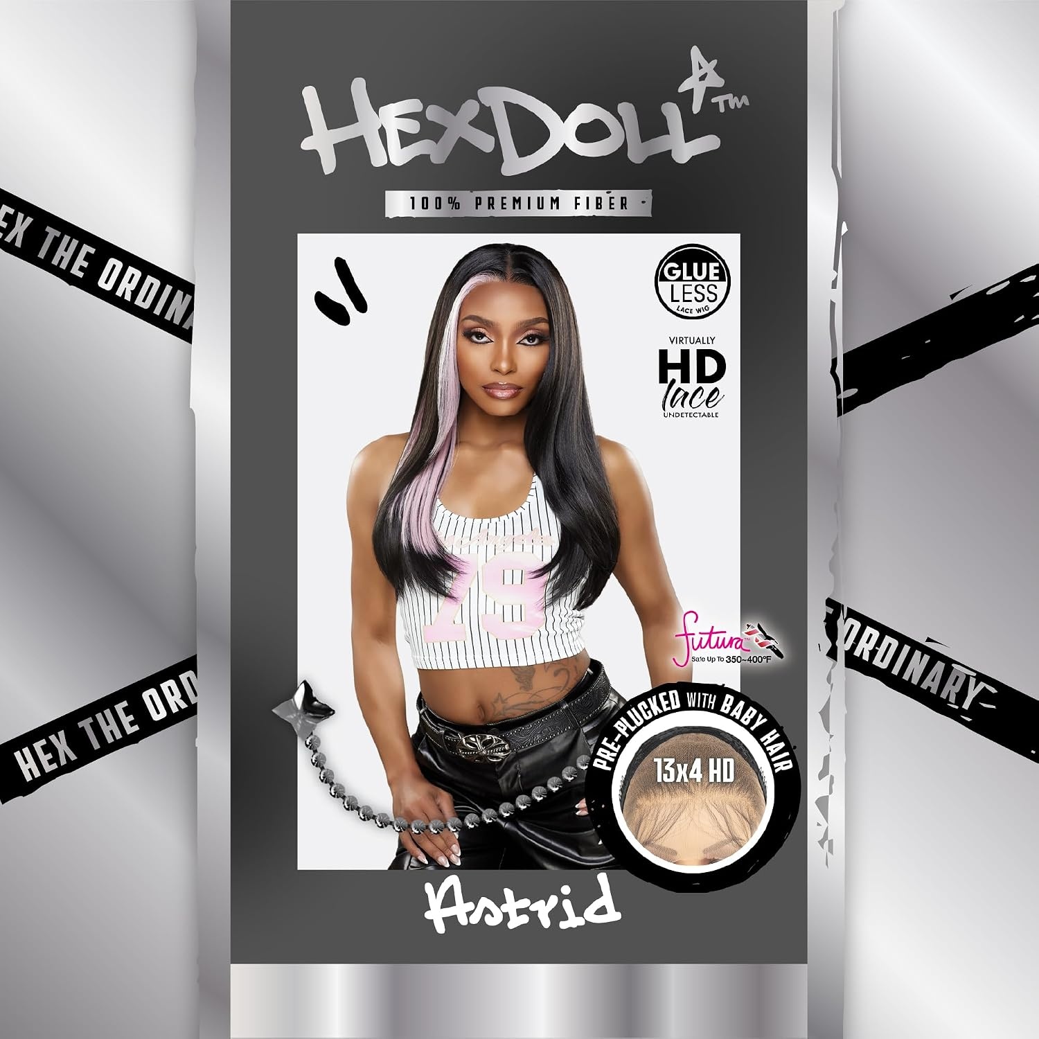 image:imageSensationnel HexDoll 13X4 Lace Wig Astrid 1 JETBLACKSILVERBLONDE