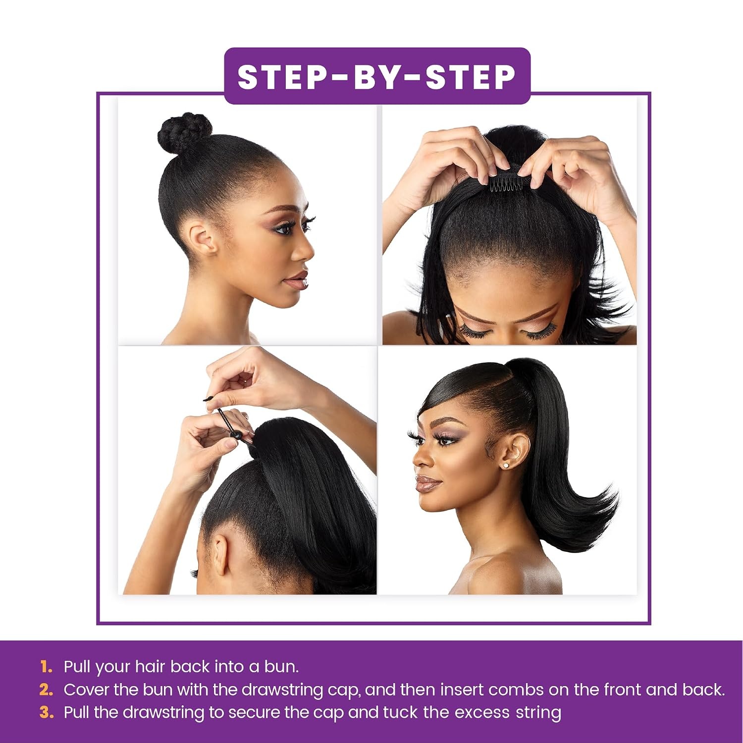 image:imageSensationnel Lulu Pony Ponytail DrawstringAlina 1 JETBLACK1B OFFBLACK