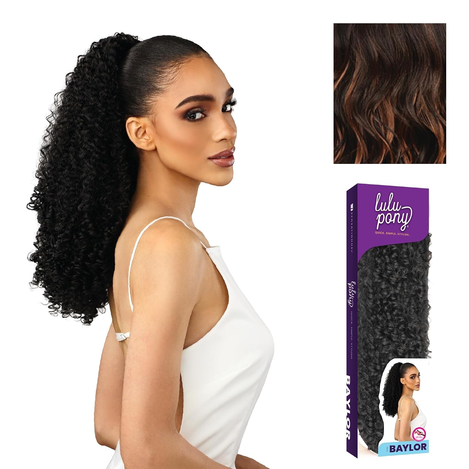 image:imageSensationnel Lulu Pony Ponytail DrawstringBaylor 1 JETBLACKF1B30