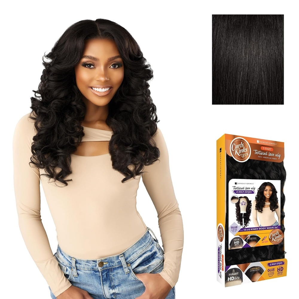 image:imageSensationnel CKCO Kinkyedges WigKinky Body Wave 24 Inch 1 JETBLACK1B OFFBLACK