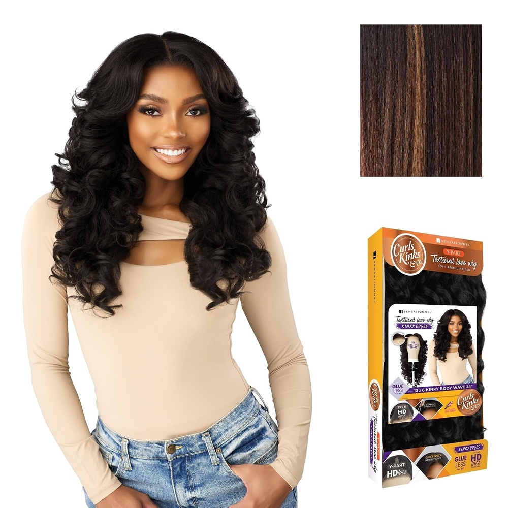 image:imageSensationnel CKCO Kinkyedges WigKinky Body Wave 24 Inch 1 JETBLACKBALAYAGECHOCOLATE