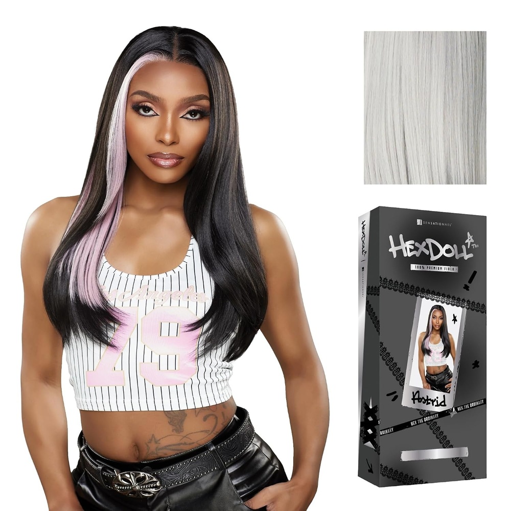 image:imageSensationnel HexDoll 13X4 Lace Wig Astrid 1 JETBLACKSILVERBLONDE