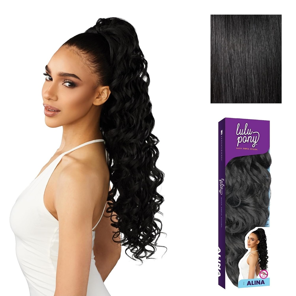 image:imageSensationnel Lulu Pony Ponytail DrawstringAlina 1 JETBLACK1 JETBLACK