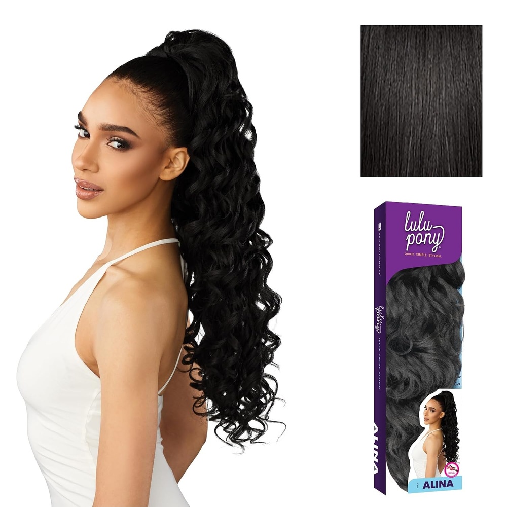 image:imageSensationnel Lulu Pony Ponytail DrawstringAlina 1 JETBLACK1B OFFBLACK