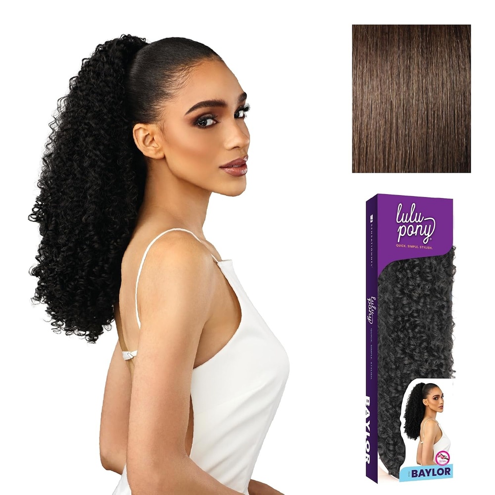 image:imageSensationnel Lulu Pony Ponytail DrawstringBaylor 1 JETBLACK4 MEDBROWN